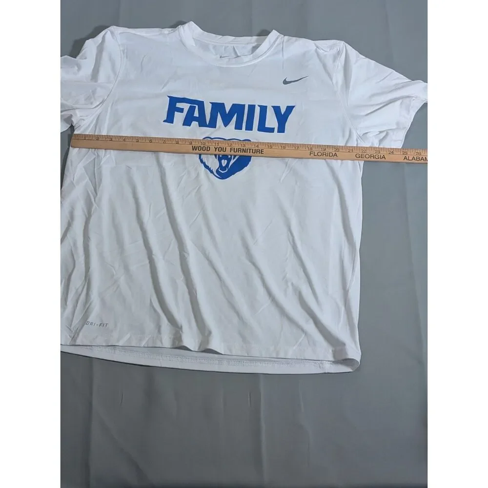 Nike Dri-FIT Family Bear Logo High School Athletic T-Shirt White Blue Men’s XL